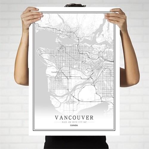 Canada Creative city map Ottawa Abstract Canvas Painting Black and white Wall Art Print Poster Picture Home Decoration Painting