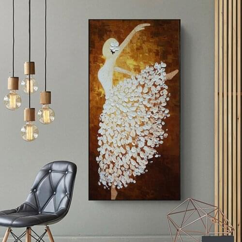 Dancing Ballerina Girls Oil Paintings On Canvas Wall Art Picture Abstract Posters HD Printed Modern Dance Room Home Decoration
