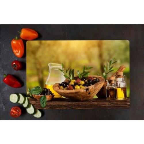 Olive Bowls Printed olive Oil Looking Glass Cutting Board-Glass Cutting Table 20 Cm X 30 Cm