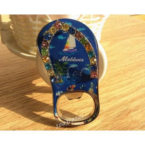 Maldives souvenirs metal slippers diamond drill fridge op