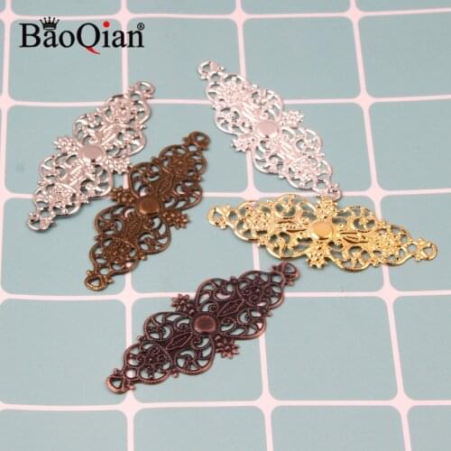 50Pcs/Bag 24x64mm Gold/Bronze Filigree Wraps Metal Sheets Scrapbooking For Crafts DIY Home Decoration Supplies