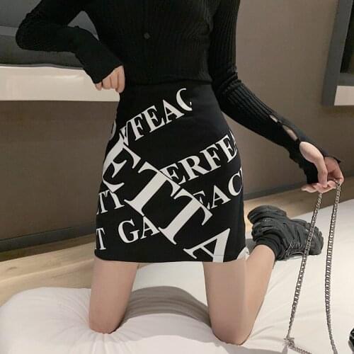 New design sexy womens letter print high waist bodycon tunic short skirt plus size S M L mini skirt