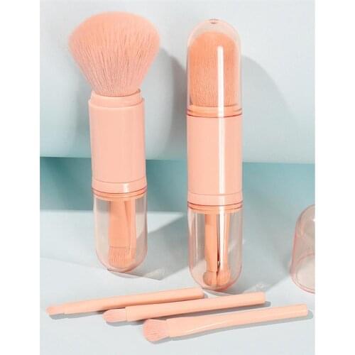 Professional Makeup Brush Set 4 in 1 Retractable Portable Foundation Brush Eyeshadow Brush Lip Make Up Brushes kit for Women