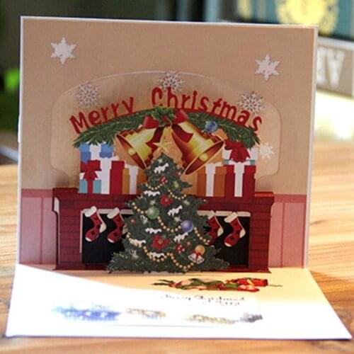 Christmas Three-dimensional Greeting Card Christmas Tree 3D Paper Sculpture Blessing Small Card Postcard Gift