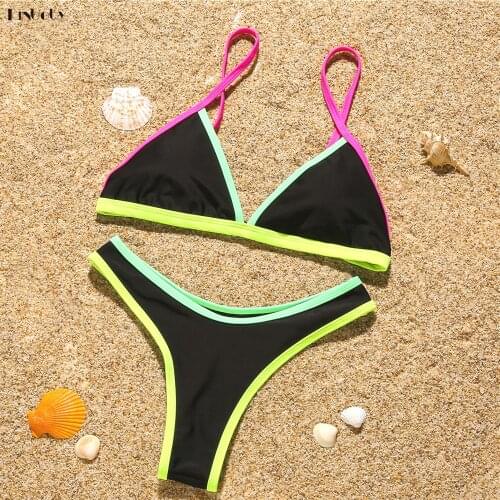 Tanboby Sport Beach Bikinis Two-pieces Bather Bathing Suit Swim High Cut Thong Swimming Suits 2021 Hot Sale Colorful Bikini