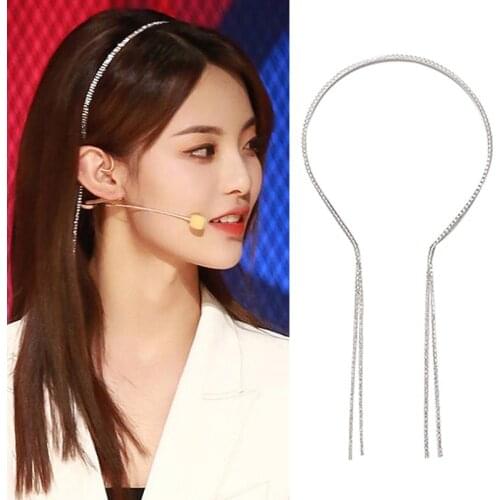 Temperament Shine Full Rhinestone Headband for Women Girls Long Tassel Crystal HairClip Party Hairband Hair Accessories Jewelry