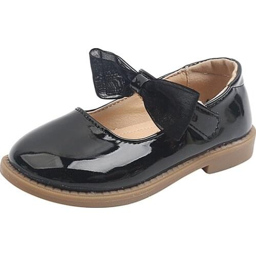 Girls' Shoes 2021 New Bright Leather Princess Shoes Childrens Flat Bow Shoes Back To School Shoes Kids Hot Sweet Chic Kids