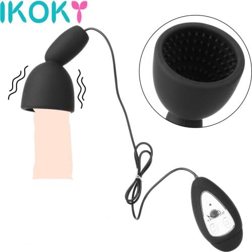 IKOKY Glans Vibrator Stamina Trainer Penis Vibration Male Masturbator Cup 10 Speed Sex Toys for Men Delay Stimulate Silicone