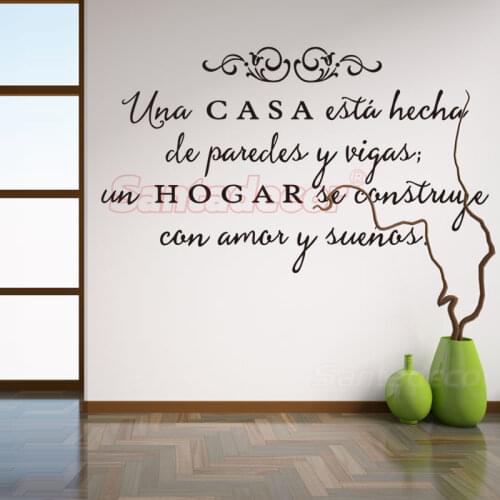 Vinyl Wall Stickers Spanish Quote Wall Art Decals Una Casa Home Decor Wallpaper for Living Room House Decoration Poster