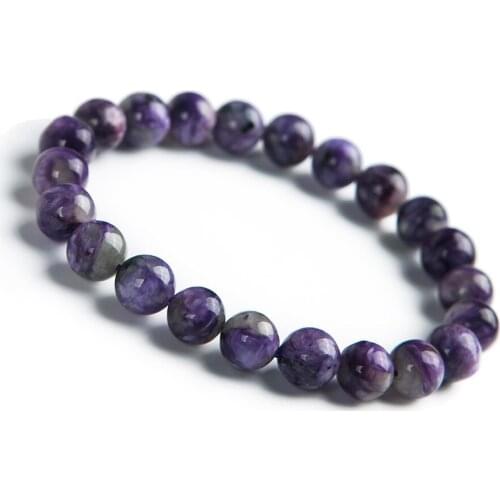 8.5mm Genuine Natural Purple Charoite Stone Stretch Bracelets For Women Femme Charm Crystal Round Bead Bracelet