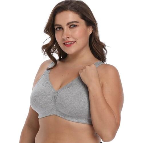 2020 New Plus Size Underwear 100% Cotton Full Large Cup Seamless Wireless Ultra-thin Women Bras Minimizer Brassiere A B C D E F