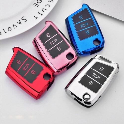 1x Soft TPU Car Key Case Cover For Volkswagen VW Golf 7 mk7 Seat Ibiza Leon FR 2 Altea Aztec For Skoda Octavia A7