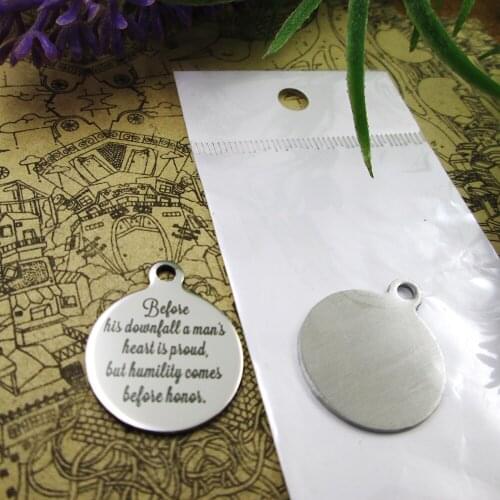 10pcs--"Before his downfall a mans heart is proud ..."stainless steel charms styles for choosing DIY Charms Bible gold sentence