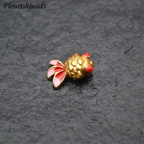 30pcs/lot Cute Enamel Gold Fish Beads for DIY Jewelry Making Necklace Bracelet Jewelry Findings Components