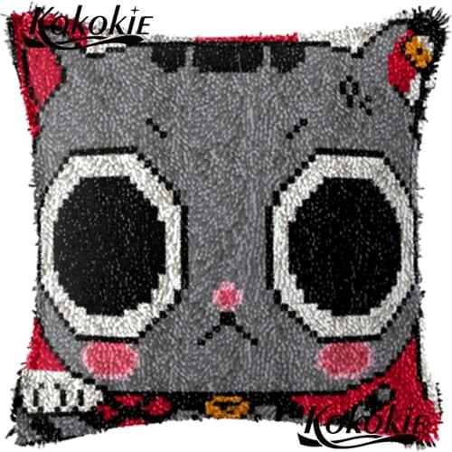 3d carpet Latch hook rug making kit cartoon wolf Handmade Unfinished Embroidery Pillowcase Crocheting Rug Yarn cushion mat