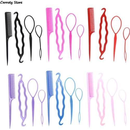 4pcs Hairstyle Devices Hair Styling Accessories Set Braiders Hair Pin Bun Roller Maker Hair Braiding Twist Curler Styling Tool