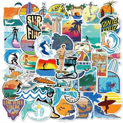 50Pcs Surfing Summer Sports Stickers Suitcase Laptop Guitar Skateboard Car Decal New Arrival