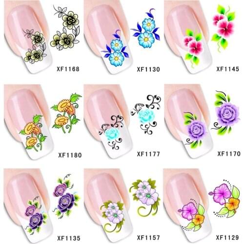 60Sheets XF1181-XF1240 Nail Art Flower Water Tranfer Sticker Nails Beauty Wraps Foil Polish Decals Temporary Tattoos Watermark