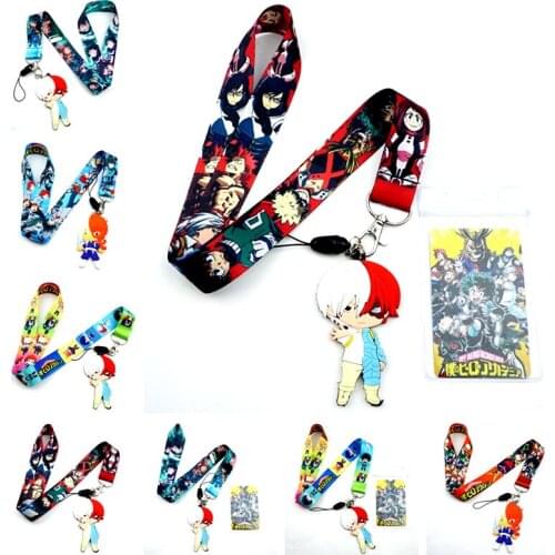 Anime Todoroki Shoto Key Lanyard ID Badge Holder Phone Neck Strap with Cute Fashion Key Chain Keychain Charms Accessories
