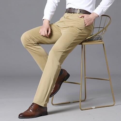 Men‘s Suit Pants Spring and Summer Male Dress Business Office Elastic Wrinkle Resistant Big Size Classic Trousers Male