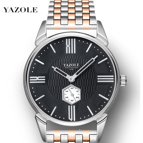 Luxury Top Brand Mens Large Dial Stainless Steel Male Clock Quartz Men Wrist Watch YAZOLE Mens Wrist Watch Relogio Masculino