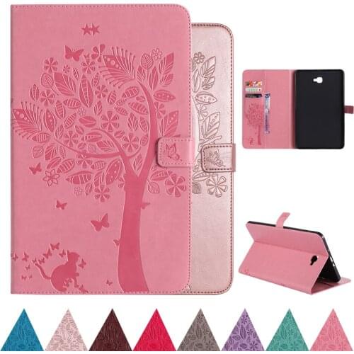 For Samsung Galaxy Tab T580 Tablet Case Cover 3D Emboss Cat Folding magnet Leather Flip wallet A6 10.1" 2016 T585 Shell Stand