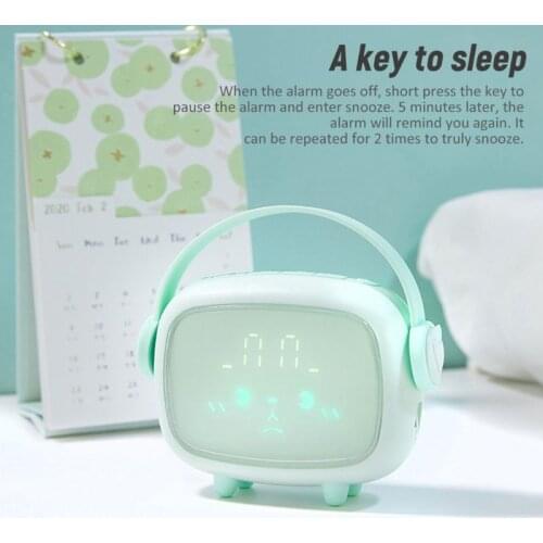 Kids Cute Digital Alarm Clock with Night Light Table Wake Up Clocks Home Decor