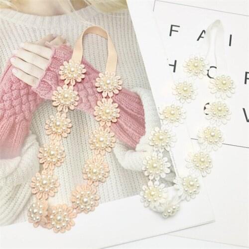 8pcs/lot Sweet Fashion Girls Pearl Flower Princess Elastic Headband Hairband Kids Party Photography Props Hair Accessories