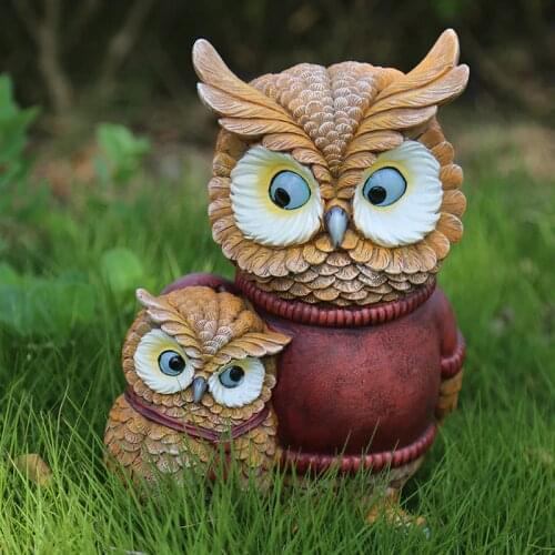 Creative Owl Fox Cute Miniature Figurines Resin Desktop Animal Crafts Outdoor Fairy Garden Office Home Decoration Accessories