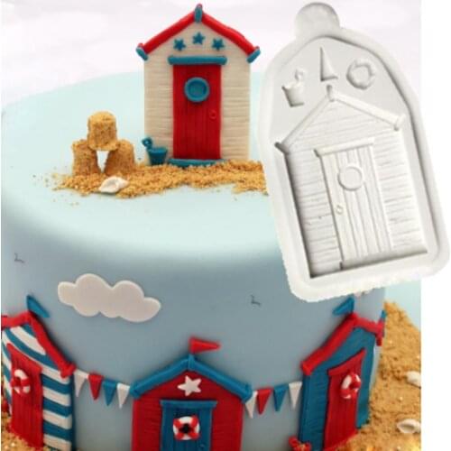 Beach Hut Molds Fondant Cake Decorating Tools Silicone Molds Sugarcrafts Chocolate Baking Tools for Cakes Gumpaste Form