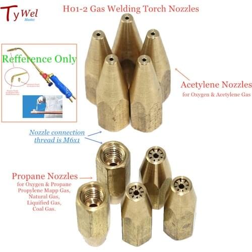 H01-2 Gas Brazing Torch Nozzle Oxygen Propane Acetylene Liquified Gas for Steel Copper Aluminum Solder Welding Torch