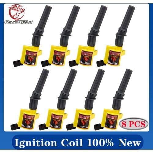 CARBOLE Ignition Coil 8 Pack For Ford Multispark Blaster Epoxy 4.6L 5.4L V8 DG508 Yellow