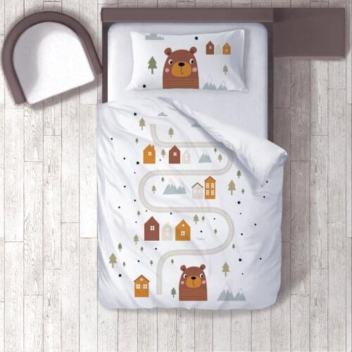 Duvet Cover Set Bedding Set Pillow Case for Baby and Kids Room 3D Printed Bear and Mountain Model 123