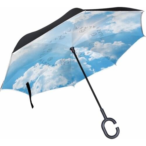 Creative Luxury Fashion Car Reverse Umbrella Sky Kazbrella Windproof Double Layer Inverted Umbrella Male Rain Sun Car Umbrella