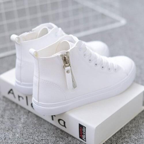 Women Flat Female Breathable Lace Up Zipper Women Sneakers Women Casual Shoes 2021 Autumn Fashion High Top Sneakers Shoes