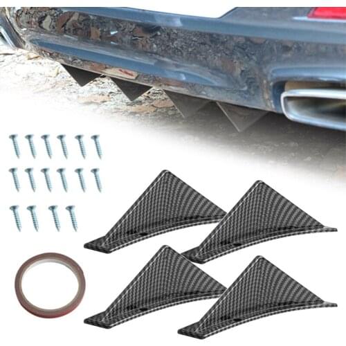 Mayitr 4pcs/set Spoilers Car SUV Back Rear Bumper Diffuser Shark Fin Kit Styling Spoiler Lip Wing Splitter