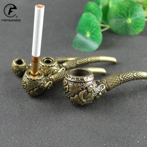Retro Pure Copper Buddhist Filter Smoking Pipe Creative Tobacco Accessories Handmade Pipe Desk Decoration Home Decor Accessories