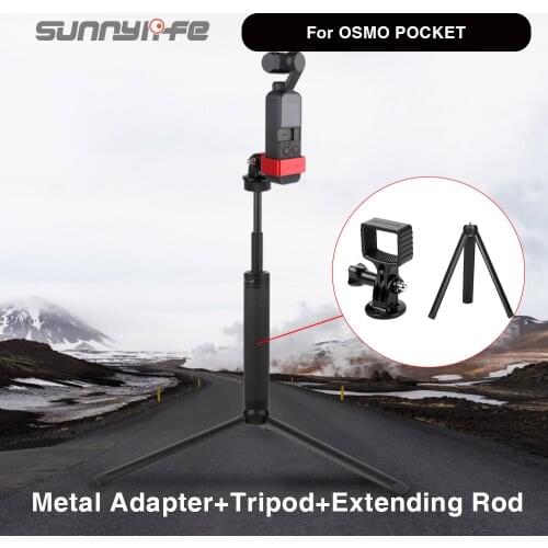 Sunnylife Metal Adapter+Tripod+Expanding Rod For DJI OSMO POCKET/GOPRO Aluminum Alloy Adjustable Action Camera Accessories