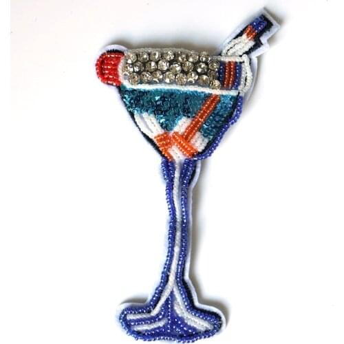 Fashion Cup patches for clothes rhinestone beaded Patches for clothing DIY sew on parches Embroidery appliques