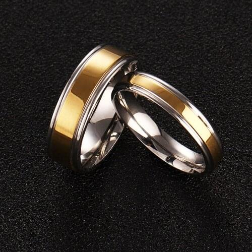 MOREDEAR Couple Ring Gold-Color Titanium Wedding Bands Jewelry for Women Man Personalized Ring Customize Ring Engraved Ring