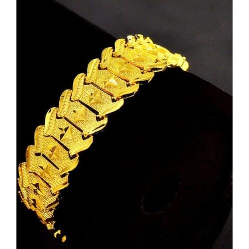 Wide Bracelet Yellow Gold Filled Womens Mens Bracelet Chain