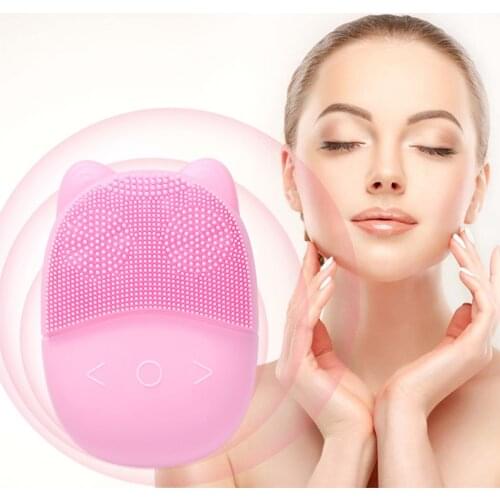 Silicone Ultrasonic Face Cleanser Mini Electric Facial Cleansing Massage Brush Blackhead Deep Cleaning Face Brushes