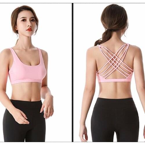 Fitness Sports Bra for Women Push Up Solid Cross Back Yoga Running Gym Training Workout Femme Padded Underwear Crop Tops Female
