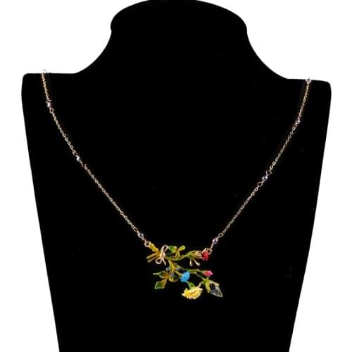 European and American Plant Series Fashion Personality Enamel Flower Short Necklace Female Simple Irregular Short Clavicle Chain