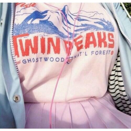2018 90s Style Twin Peaks Women Grunge Cute Graphic Tee Casual tshirts Short Sleeved Summer Tops Tees Harajuku Oversize T shirt
