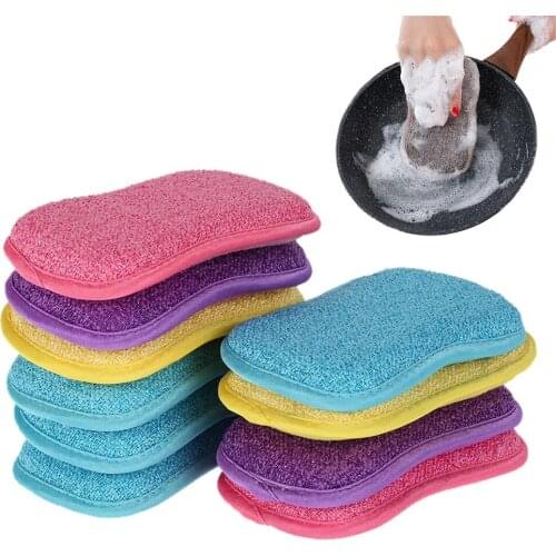 ZK20 Scrub Sponges for Dishes Non-Scratch Microfiber Sponge Non Stick Pot Cleaning Sponges Kitchen Tools Wash Pot Gadgets