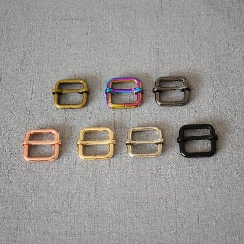 1 pcs/pack Metal Heavy Duty Thickness Shoulder Leather Bag Strap Belt Adjust Tri-glide Pin Buckle Slider of 7 different colors