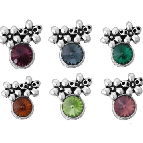 10pcs/lot New Snap Jewelry Flower Rhinestone Metal Snap Buttons for 12mm Snap Bracelets Necklaces Earrings DIY Jewelr