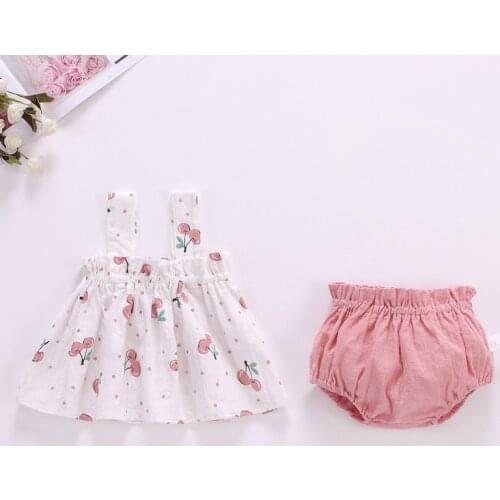 2Piece Baby Girl Dress 2020 Summer Bow Print Dress Baby Clothes Sets Newborn Infant Toddler Bodysuits