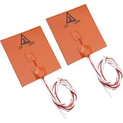 2Pcs/set 120*120mm 120W 12V Rubber Heater Pad Heating Mat for 3D Printer